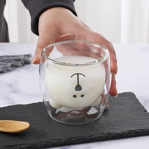 Lightweight Double Glass Inner Layer Vacuum Anti-scalding Family Cute and Creative Bear Cup