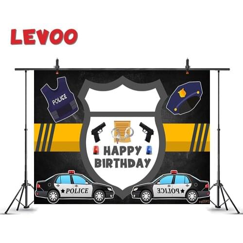LEVOO Photo Backdrop Police Cars Pistol Handcuffs Boys Birthday Photo Shoot Studio Props Photography Background Photophone Vinyl