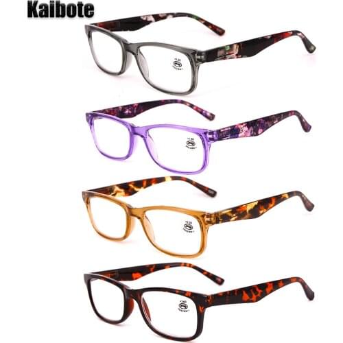 Kaibote Super Valued Pack 4 Pairs Fashion Womens Reading Glasses Rectangular Ladies Reader Presbyopic Eyeglasses +1.0 to +3.5