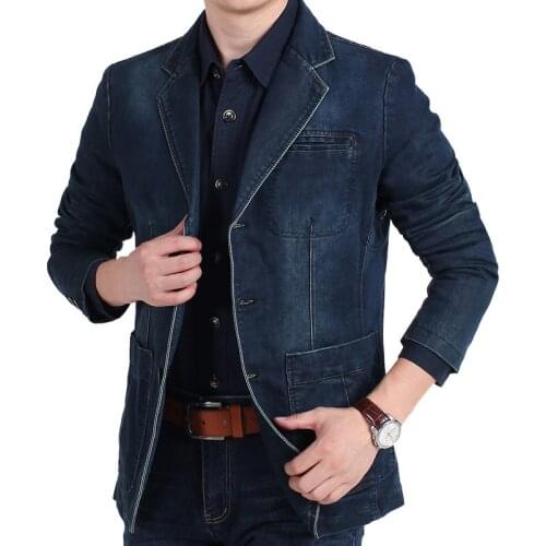 Casual Mens Denim Jackets Blazer Nice Autumn Jeans Cotton Coats Male Suits Winter Loose Big Size Cowboy Jackets Coats For Men