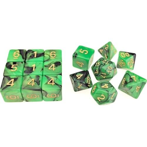 Rollooo Two-Tone Particular Roleplaying Dice Set Standard 7 + 9 Extra D6s for RPG D&D Games