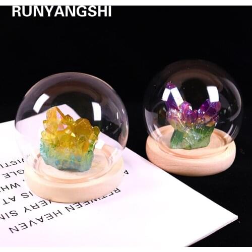 Natural Crystal Quartz colour Cluster Glass Wishing bottle Mineral Specimen Healing Stone Multi color electroplating stone