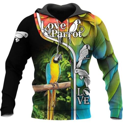 New parrot 3D printing zipper shirt fashion Sweatshirt casual Street hip hop Hoodie DDD