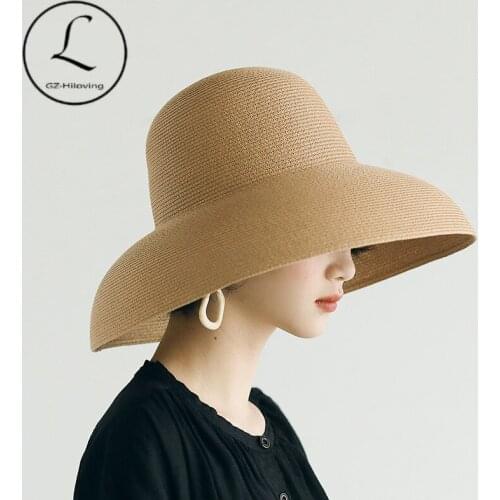 Simple Foldable Wide Brim Floppy Straw Hat Sun for gilrs Hat Beach Women Summer Hat anti-UV Travel Cap Lady Cap Female