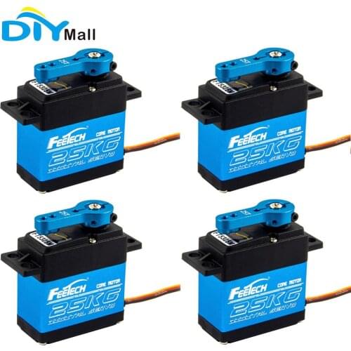 Feetech 4PCS 25KG FT5325M 180 Degree Digital Servo 1/275 Gear Ratio 91RPM Blue Aluminum Alloy Gear Servo Motor With Metal Arm