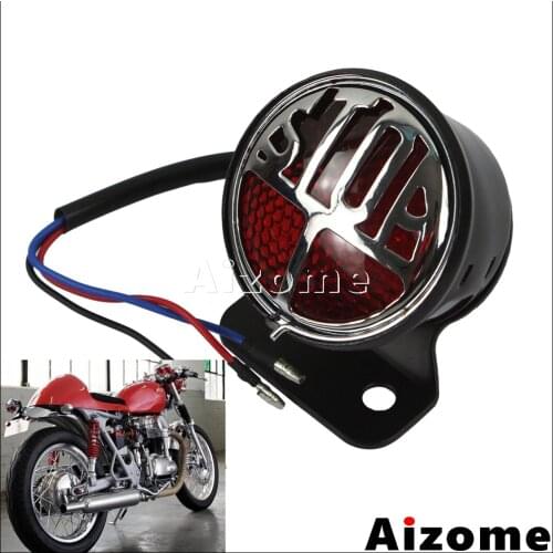 Motorcycle LED "STOP" Miller Tail Light Number Plate Rear Lamp Brake Stop Light For Harley Chopper Bobber Cafe Racer Cruisers