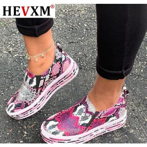 Women Snake Printing PU Leather Vulcanized Shoes Lace up Female Sneakers Fashion 2020 New Platform Woman Shoes Walking Footwear