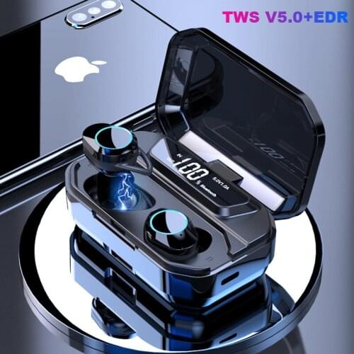G02 TWS 5.0 Bluetooth Earphones Wireless Heavy Bass Earbuds Touch control Stereo Handsfree Headset with Charging box 3300mAh