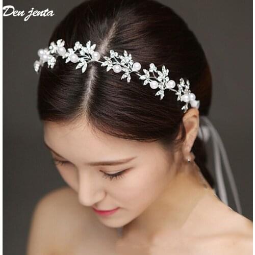 Silver Color Pearl Crystal Rhinestone Wedding Hair Accessories for Bridal Flora Headpiece Women Bride Hair ornaments Jewelry