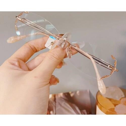 High Quality Bluelight Blocking Prescription Glasses Women Reading Glasses Progressive Diamond Cutting Myopia Hyperopia Eyewear