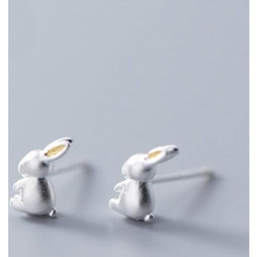 Rabbit Animal S925 925 Sterling Silver Stud Earrings For Women Fashion Jewelry Blue Star Pendent Cute Girls Gift Dropshipping
