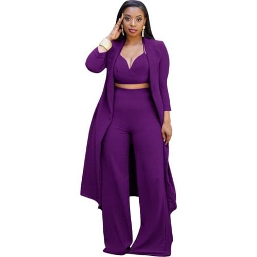 Women 3 Piece Wide-leg Pants Suit Suspenders V-neck Commuter Three-piece Matching Set Lady Office Wear Formal Outfits Vestidos