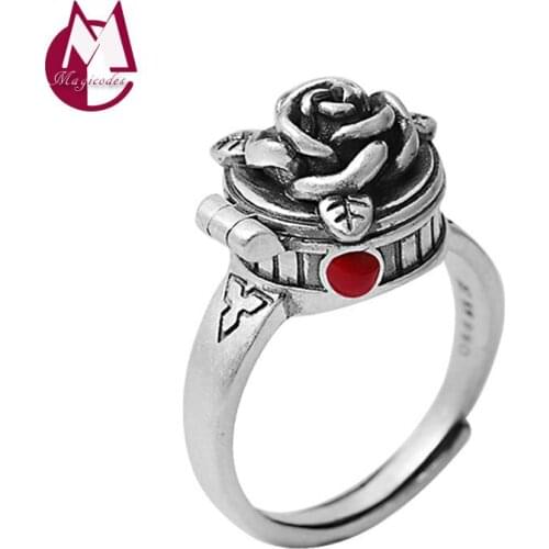 Rose Flower Gawu Box Adjustable Real 925 Sterling Silver Vintage Fashion Brand Jewelry Ring For Women 2021 New Free Shipping R27