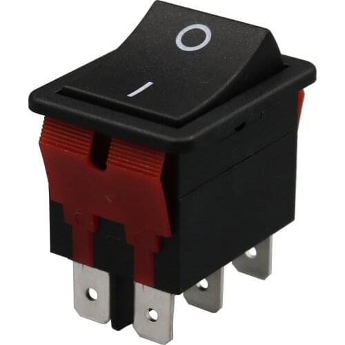1Pcs LR220 22*30mm 6Pin ON-ON High Current Black Maintained Rocker Switch DPDT