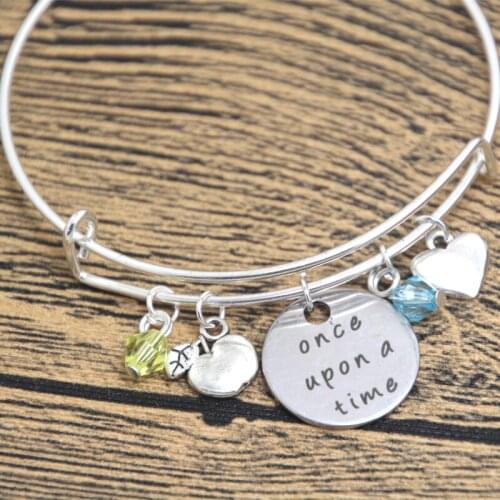 12pcs Princess Snow White Inspired bracelet Once Upon A Time Silver tone crystals bangles