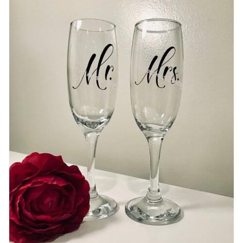 18pcs/set Mr. & Mrs.Wine Glasses Sticker wedding Champagne Glasses decal Newly Weds Toasting cup decor decal Party banquet EB017