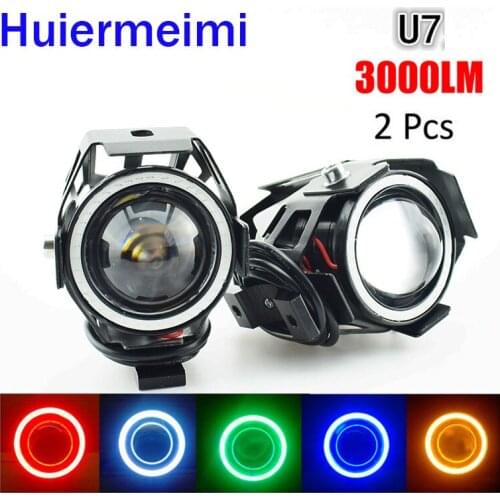 Huiermeimi 2Pcs Motorcycle Headlight LED 12v 125w Motorcycle auxiliary Driving Lights Super Bright moto Fog Lamp Spot Headlamp
