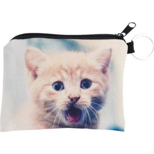 2021 New Lovely 3D Printing Pocket Cat Wallet Multi Function Womens Wallet Key Card Bag Coin Purses AN017