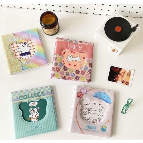 3 inch kawaii photocards storage collect book korea bear binder 68 pockets photo album stickers scrapbooking stationary