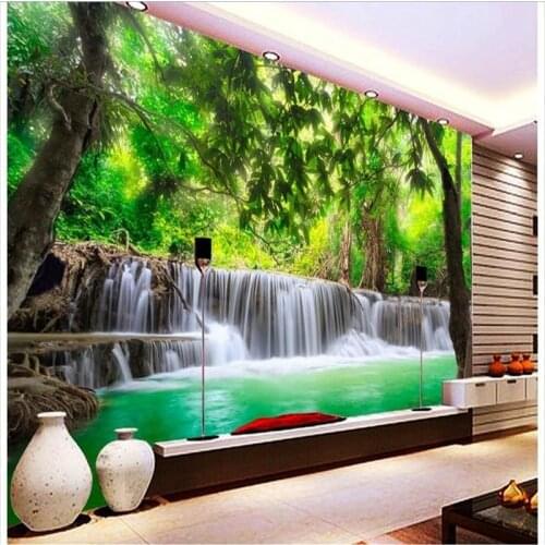 Beibehang Customized 3d wall murals wallpaper 3 d hd jungle river waterfall adornment picture 3d sitting room photo wallpaper