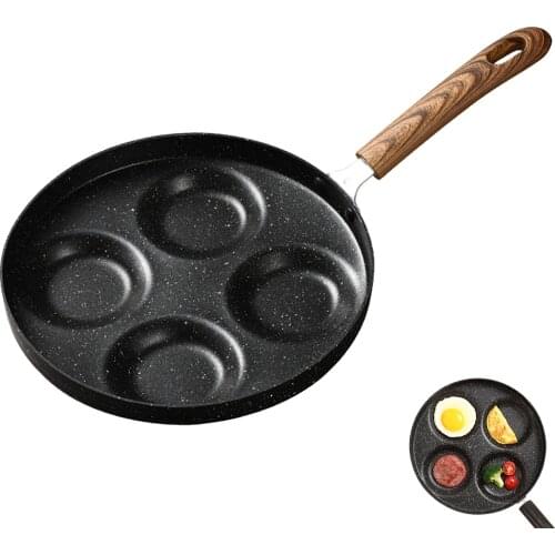 4-Cup Egg Frying Pan Non Stick Egg Cooker Pan Omelette Pan Round Burger Pancake Steel Egg Pan Cookware for Gas Induction Stove