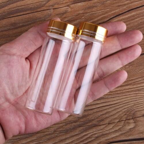 5pcs 45ml 30*90mm Perfume Bottles Glass bottles with Golden Caps Glass vessels Spice Jars Potion bottles for Wedding party