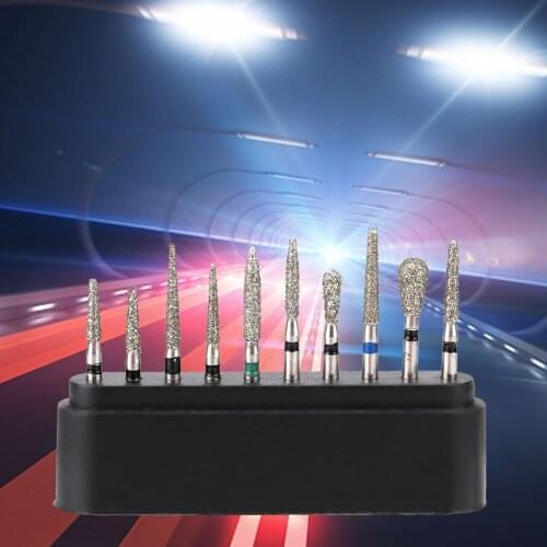 10pcs/set Dental Diamond Burs FG 1.6mm High Speed Handpiece Emery Bits