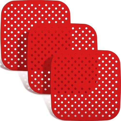 AD-3Pcs Air Fryer Basket Mats Non-Stick Silicone Air Fryer Mats Reusable Air Fryer Accessories for Home Kitchen 8.5Inch
