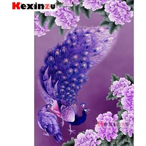 Full Square/Round Drill 5D DIY Diamond Painting "Purple Peacock" Embroidery Kit Mosaic Cross Stitch Stickers Decor Gift K50554