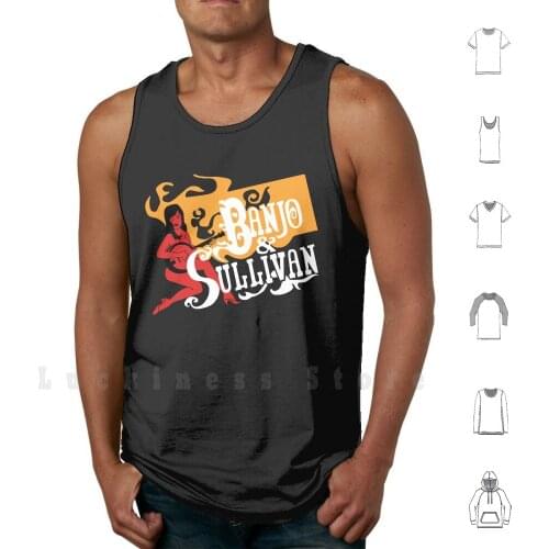 Banjo & Sullivan Gold , White , Red Tank Tops Vest 100% Cotton Devils Rejects Devil Reject Banjo Sullivan Banjo