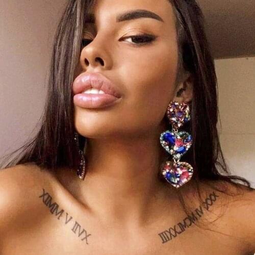 Shiny Multi-layer Heart-shaped Earrings for Women Alloy Inlaid Rhinestone Glass Drill Trendy Girl Dangle Earring Friendship Gift