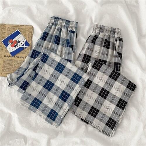 Fashion Spring High Waist Pants New Summer Simple Female Straight Vintage Plaid Casual Pants Harajuku Women Loose Sweatpants New