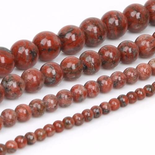 4/6/8/10mm Red Sesame Jaspe Loose Beads Natural Stone Beads For Jewelry Making Earrings Bracelet Necklace DIY Jewelry Findings