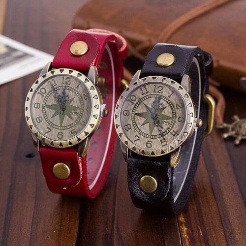 CCQ Brand Vintage Genuine Leather Star Watch Casual Luxury Women Antique Wrist Watch Quartz Watch Relogio Feminino