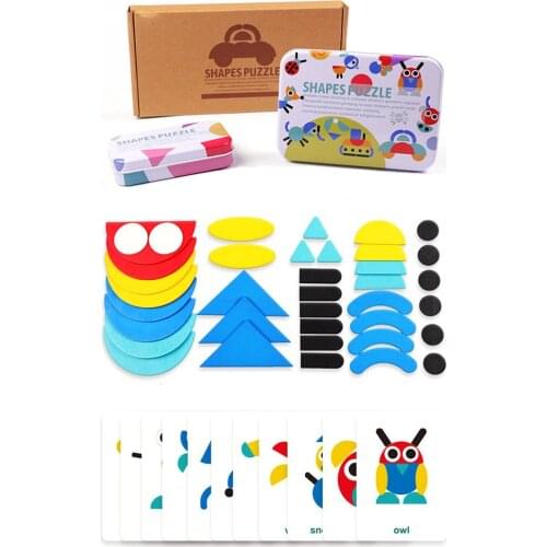 Baby Wooden Pattern Animal Jigsaw Puzzle Colorful Tangram Toy Kids Montessori Early Education Sorting Games Toys Children Gift