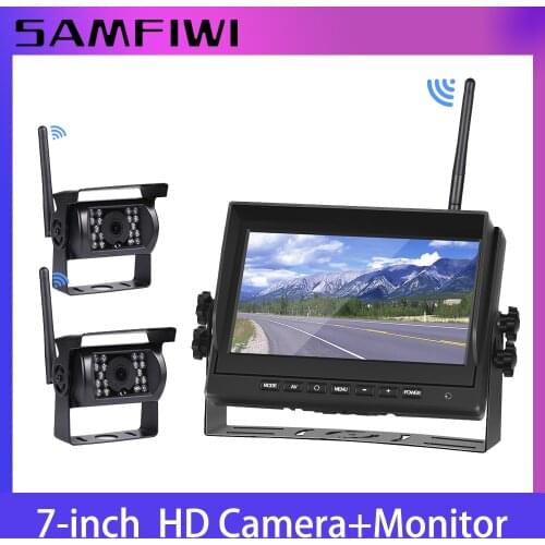 Wireless Car Monitor IR Rear View Camera Wifi Truck Parking Reverse Backup Camera 12-24V TFT LCD Car Screen