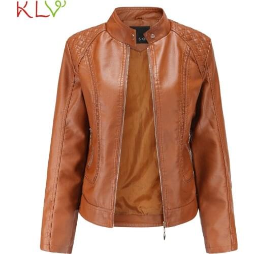 Женские кожаные куртки KLV China At AliExpress