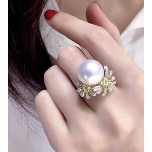 Flower Gorgeous 925 Sterling Silver Finger Ring Settings Adjustable Ring Findings Jewelry Parts Fittings Accessories for Pearls