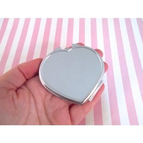 Blank Heart Metal Compact Mirror Makeup Cases Silver DIY Mirror 500pcs/lot free shipping by express