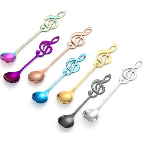 304 Stainless Steel Musical Note Spoon Creative Symphony Coffee Stirring Dessert Ice Cream Household Solid Kitchen Home Spoon