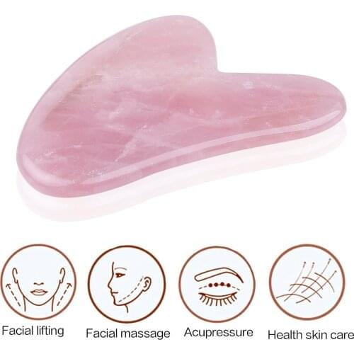 Natural Stone Ice Rose Quartz Guasha Massager V Face Board Facial Neck Therapy Scraper Health Care Gua Sha Massager Beauty Care