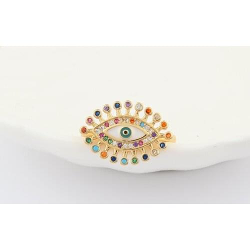 Copper Gold Filled Luxury Statement Rainbow Rings For Women Wedding Colorful Cubic Zircon Engagement Fashion Bridal Finger Ring