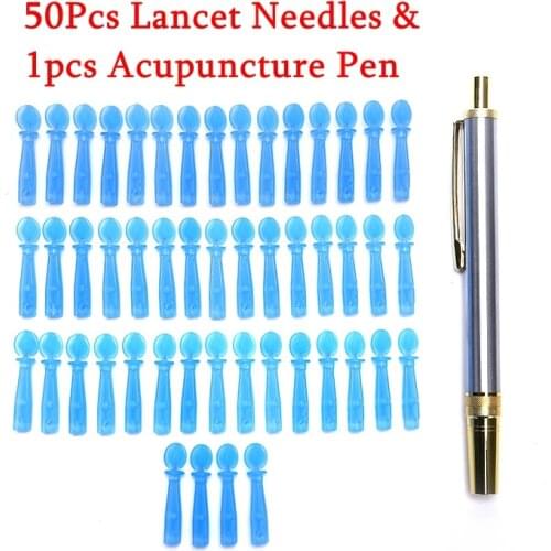 50pcs Stainless Steel Blood Lancing Point With A Pen New Arrival Cupping Bloodletting Acupuncture Kit