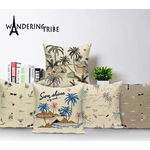 Plant Nordic Wind Cushion Cover Tropic Affair Coconut Tree Cushion Sleeve Polyester Cushion Sleeve Bed Decorative Pillowcase
