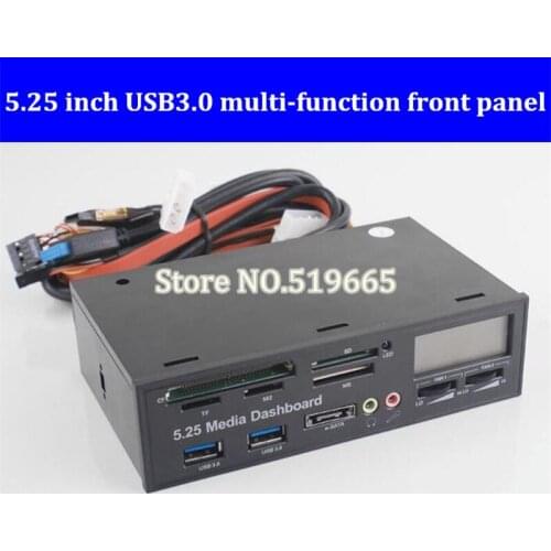 USB 3.0 Front Panel Drive Bay for Desktop Computer Chassis Front Panel LCD Temperature Display Fan Speed Control for Computador
