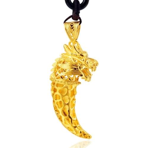BOEYCJR gold Color Dragon Tooth Shape Necklace&Pendant Fashion Jewelry Energy Natural Necklace For Men or Women