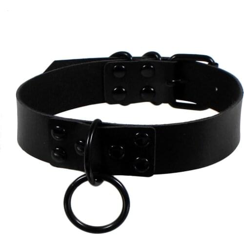 Black Circle Punk Gothic Choker Necklace Charm Handmade Collar belt Necklaces leather choker bondage party jewelry Line Chain