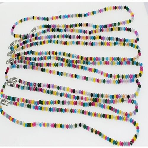 Multicolors jade roundelle faceted 2*4mm chocker necklace 40cm