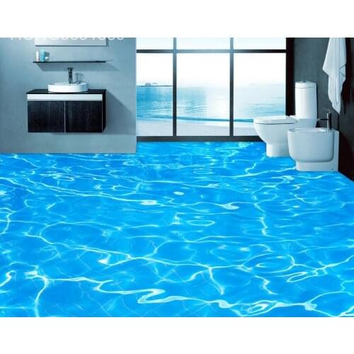 Custom Photo Floor 3D Wallpaper Modern Art sea water self-adhesive PVC Wallpaper