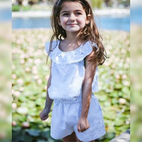 Toddler Baby Girls Off Shoulder Casual Romper Short Sleeve Summer Jumpsuit